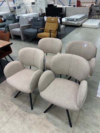 4x Eetkamerstoelen Bella, geweven, beige